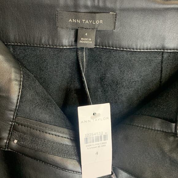 Ann Taylor Faux Black Vegan Leather Pants New with tag W-220 Size 4 - Picture 4 of 8